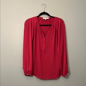LOFT Half Button Down Blouse Pink Size Medium